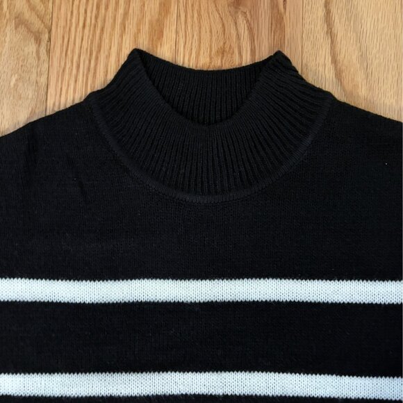 H&M | Black and White Striped Mock Neck Sweater | Small - Picture 3 of 7